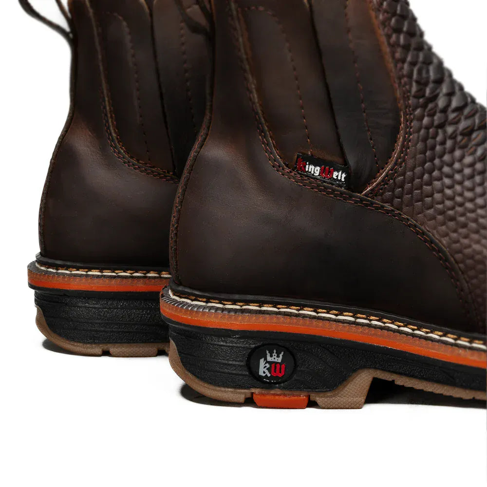 King Welt Boots Venom 6" Python Tribute Work Boot Square Toe Brown Color - King Welt