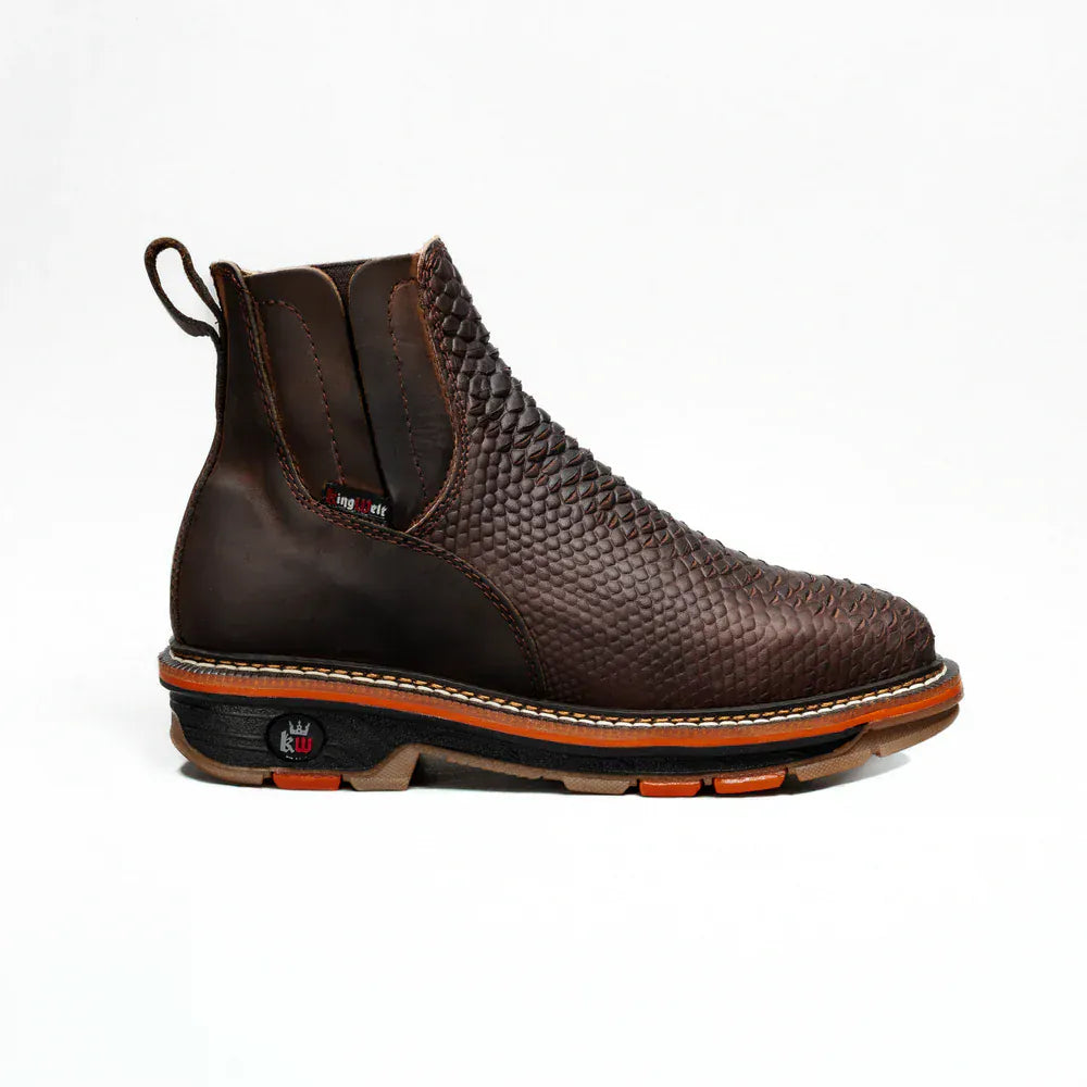 King Welt Boots Venom 6" Python Tribute Work Boot Square Toe Brown Color - King Welt