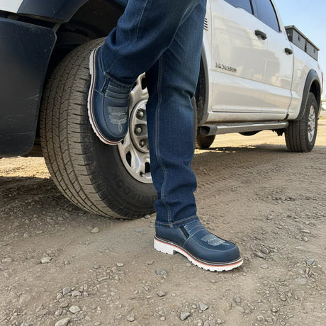 King Welt Boots Western Flex 6" Zipper  Work Boots Medallion Blue Color - King Welt