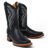 La Carreta Boots 6 / Black Men's Black Floater Square Toe Boots