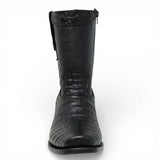 La Carreta Boots Men's Caiman Belly Print Leather Dubai Toe Boots Black Color - La Carreta