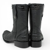 La Carreta Boots Men's Caiman Belly Print Leather Dubai Toe Boots Black Color - La Carreta