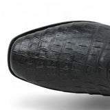 La Carreta Boots Men's Caiman Belly Print Leather Dubai Toe Boots Black Color - La Carreta