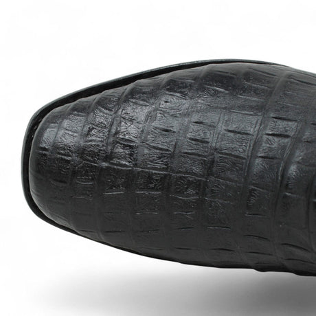 La Carreta Boots Men's Caiman Belly Print Leather Dubai Toe Boots Black Color - La Carreta