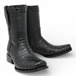 La Carreta Boots Men's Caiman Belly Print Leather Dubai Toe Boots Black Color - La Carreta