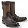 La Carreta Boots Men's Caiman Belly Print Leather Dubai Toe Boots Brown Color - La Carreta