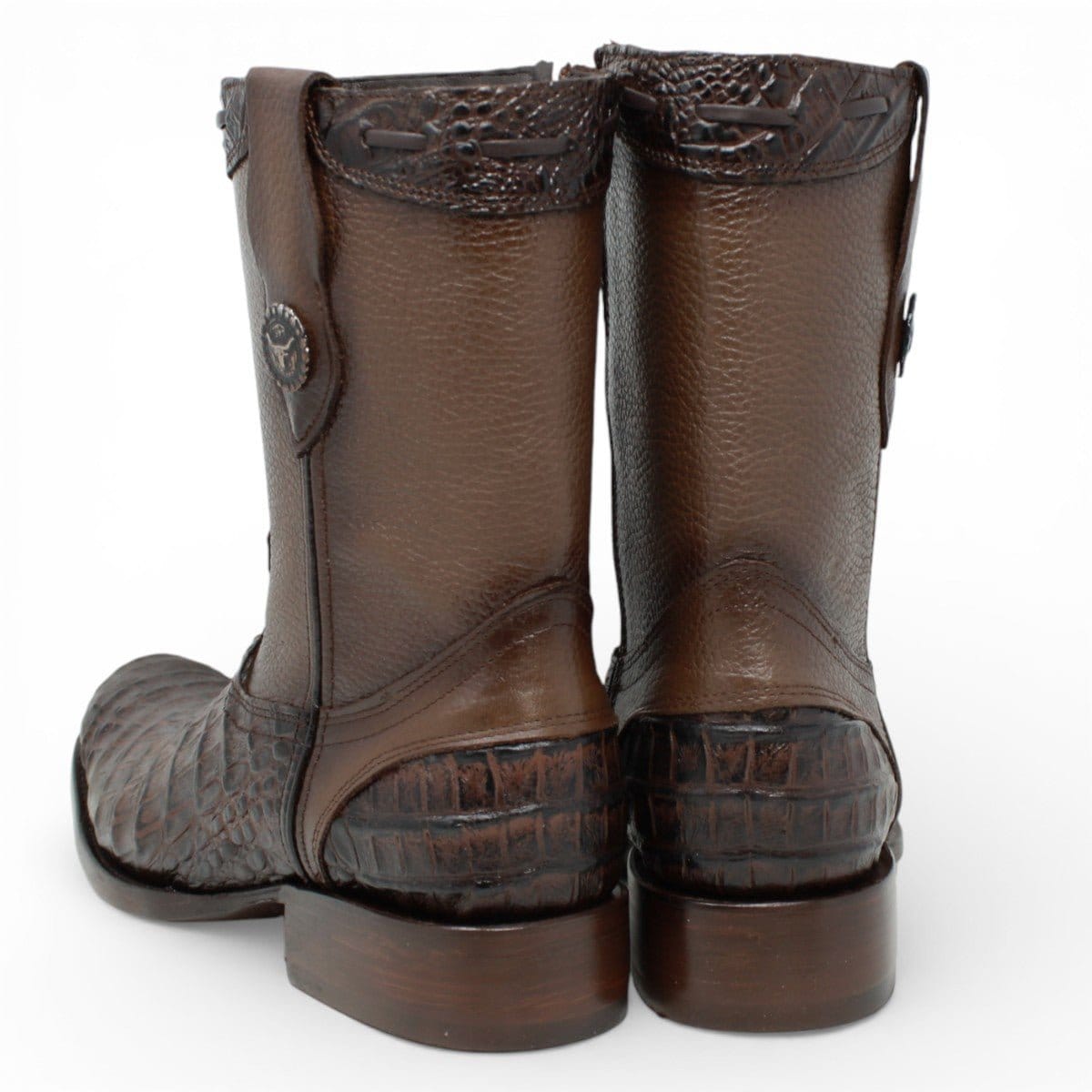 La Carreta Boots Men's Caiman Belly Print Leather Dubai Toe Boots Brown Color - La Carreta