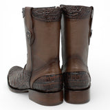 La Carreta Boots Men's Caiman Belly Print Leather Dubai Toe Boots Brown Color - La Carreta