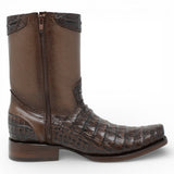 La Carreta Boots Men's Caiman Belly Print Leather Dubai Toe Boots Brown Color - La Carreta