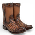 La Carreta Boots Men's Caiman Belly Print Leather Dubai Toe Boots Honey Color - La Carreta