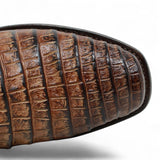 La Carreta Boots Men's Caiman Belly Print Leather Dubai Toe Boots Honey Color - La Carreta