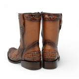 La Carreta Boots Men's Caiman Belly Print Leather Dubai Toe Boots Honey Color - La Carreta