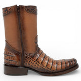 La Carreta Boots Men's Caiman Belly Print Leather Dubai Toe Boots Honey Color - La Carreta