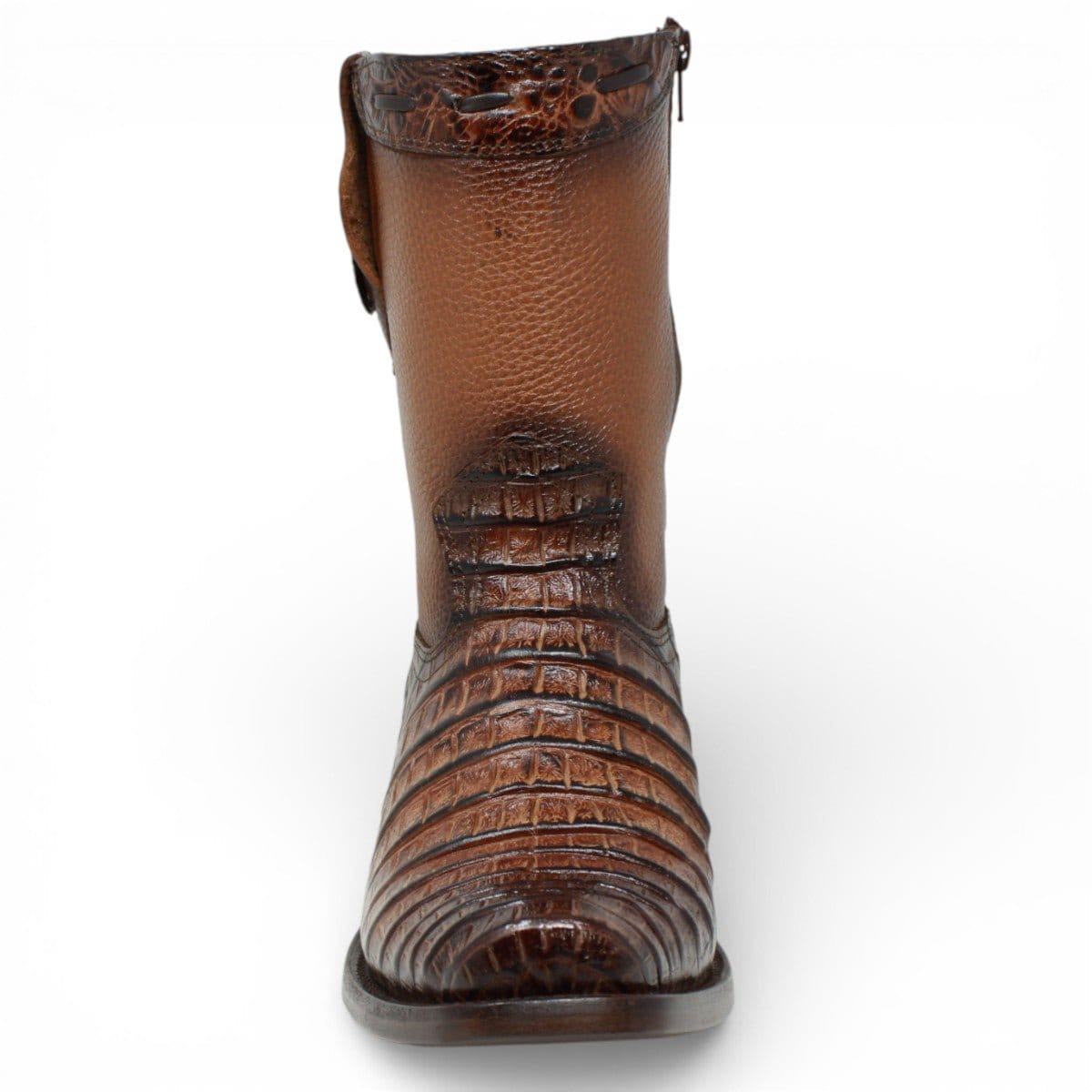 La Carreta Boots Men's Caiman Belly Print Leather Dubai Toe Boots Honey Color - La Carreta