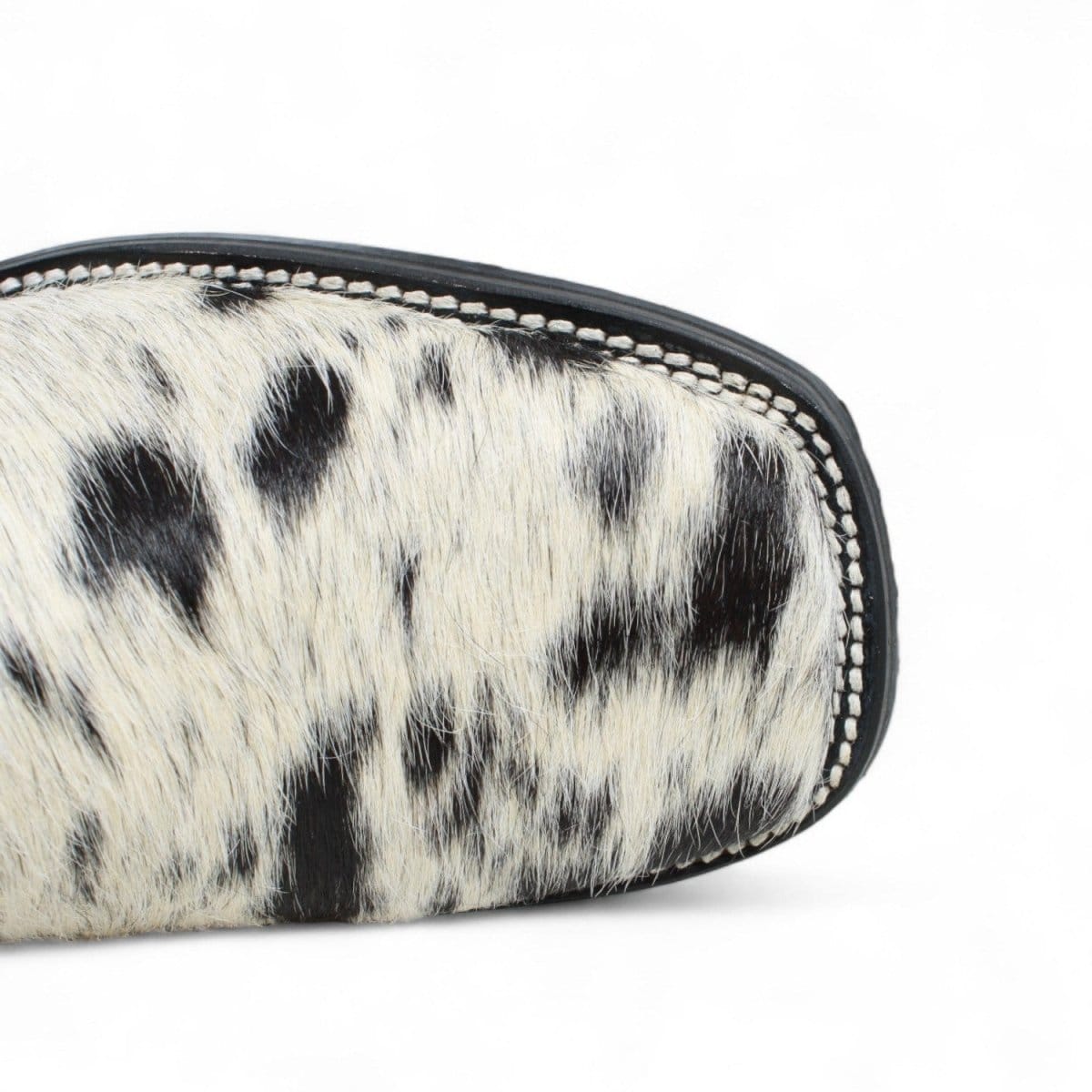 La Carreta Boots Men's Genuine Cow Hair Leather Square Toe Boots Black and White Color - La Carreta