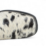 La Carreta Boots Men's Genuine Cow Hair Leather Square Toe Boots Black and White Color - La Carreta