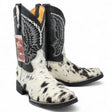 La Carreta Boots Men's Genuine Cow Hair Leather Square Toe Boots Black and White Color - La Carreta