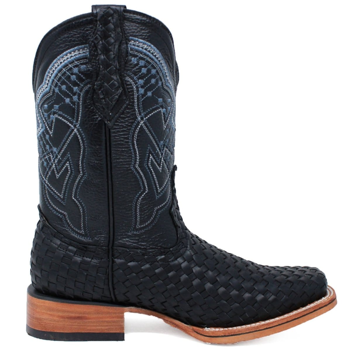 La Carreta Boots Men's Petatillo Woven Bulldog Square Toe Boots - Black