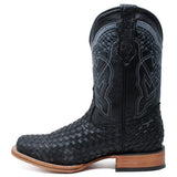 La Carreta Boots Men's Petatillo Woven Bulldog Square Toe Boots - Black