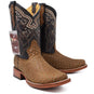 La Carreta Boots Men's Petatillo Woven Leather Square Toe Boots - Honey