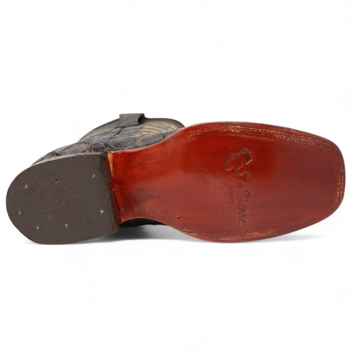 La Carreta Boots Men's Print Pirarucu Fish Square Toe Boots Brown Color - La Carreta