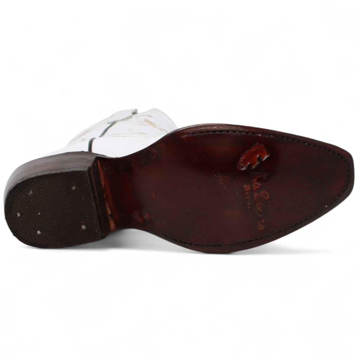 Women´s Genuine Leather J Toe Boots With embroidered Design - White Color - La Carreta sole view