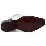 Women´s Genuine Leather J Toe Boots With embroidered Design - White Color - La Carreta sole view