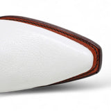 Women´s Genuine Leather J Toe Boots With embroidered Design - White Color - La Carreta toe view