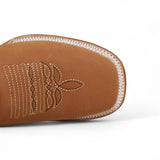 Women´s Genuine Crazy Leather Rodeo Toe With embroidered Flowers - Golden Tan Color - La Carreta toe