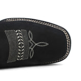 Women´s Genuine Leather Square Toe With embroidered SunFlowers - Black Color - La Carreta toe view