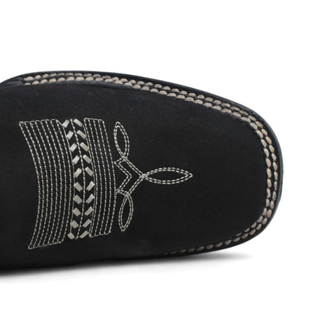Women´s Genuine Leather Square Toe With embroidered SunFlowers - Black Color - La Carreta toe view
