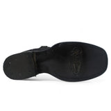 Women´s Genuine Leather Square Toe With embroidered SunFlowers - Black Color - La Carreta sole view