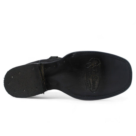 Women´s Genuine Leather Square Toe With embroidered SunFlowers - Black Color - La Carreta sole view
