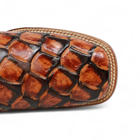 La Carreta Boots Men's Print Pirarucu Fish Square Toe Boots Honey Color - La Carreta - toe