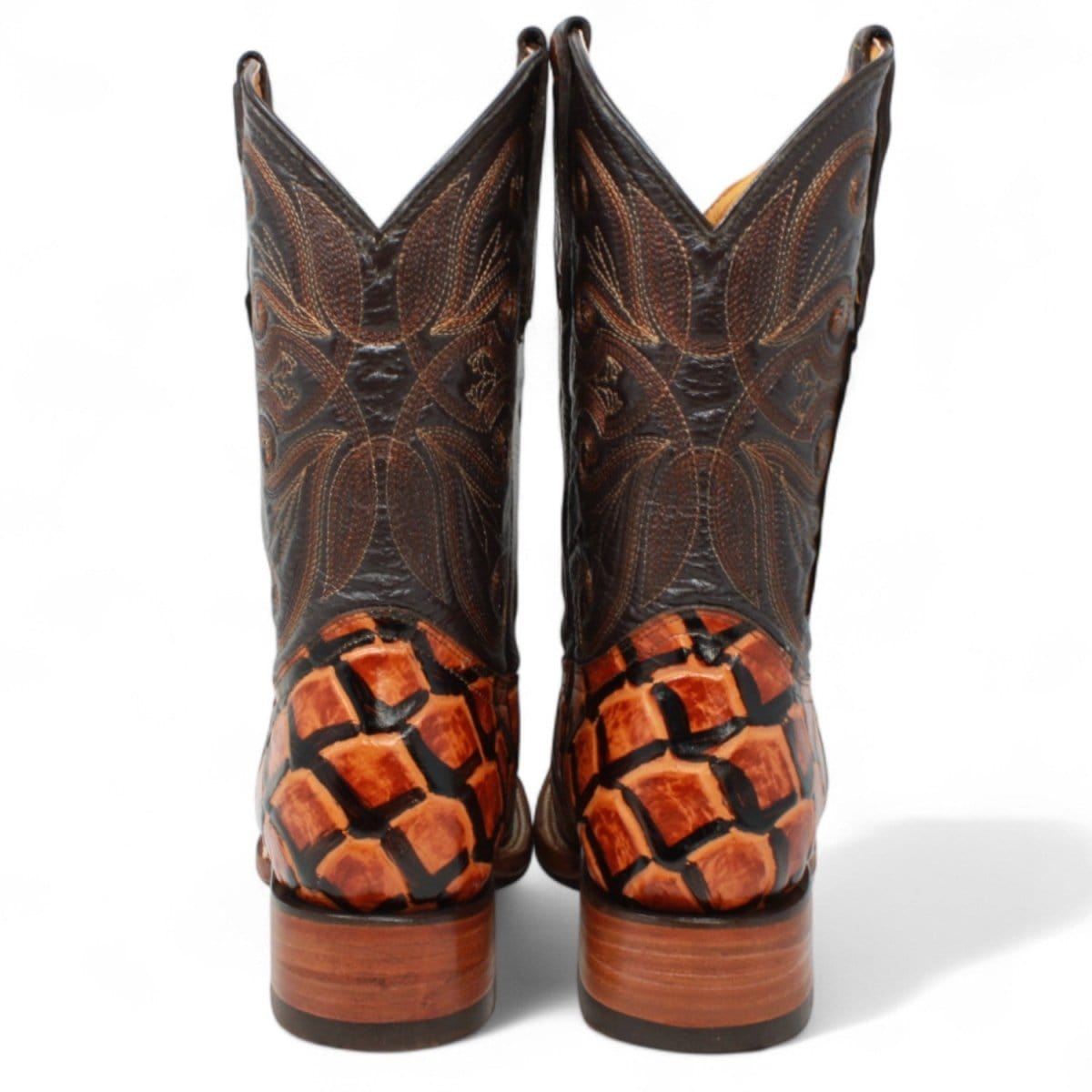 La Carreta Boots Men's Print Pirarucu Fish Square Toe Boots Honey Color - La Carreta - back