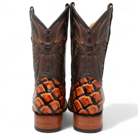 La Carreta Boots Men's Print Pirarucu Fish Square Toe Boots Honey Color - La Carreta - back