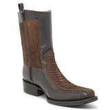 Men's Python Print Genuine Floater Leather Dubai&nbsp;Toe&nbsp;Boots Brown Color - La Carreta side view