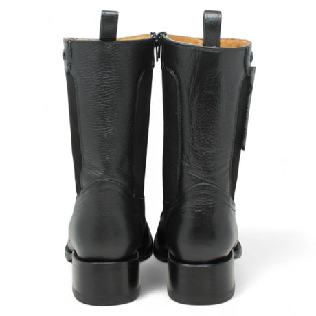 Men's Python Print Genuine Floater Leather Dubai&nbsp;Toe&nbsp;Boots Black Color - La Carreta back view