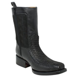 Men's Python Print Genuine Floater Leather Dubai&nbsp;Toe&nbsp;Boots Black Color - La Carreta side view