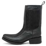 Men's Python Print Genuine Floater Leather Dubai&nbsp;Toe&nbsp;Boots Black Color - La Carreta left side view