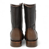 La Carreta Boots Men's Genuine Floater Leather Dubai Square Toe Boots Brown Color - La Sierra back view