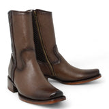 La Carreta Boots Men's Genuine Floater Leather Dubai Square Toe Boots Brown Color - La Sierra