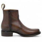 Men´s Genuine Leather Dubai Square Toe Ankle Boots Brown Color - La Carreta right side view