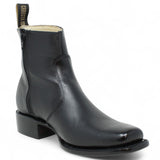 Men´s Genuine Leather Dubai Square Toe Ankle Boots Black Color - La Carreta Side view