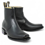 Men´s Genuine Leather Dubai Square Toe Ankle Boots Black Color - La Carreta Pair view