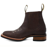 Men´s Genuine Leather Rodeo Square Toe Ankle Boots Brown Color - La Carreta left side view