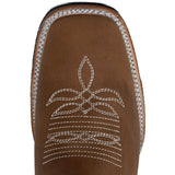 Men´s Genuine Leather Rodeo Square Toe Ankle Boots Tan Color - La Carreta toe view