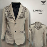 Lamasini Jackets Beige / S Men´s Western Blazer Beige - Lamasini