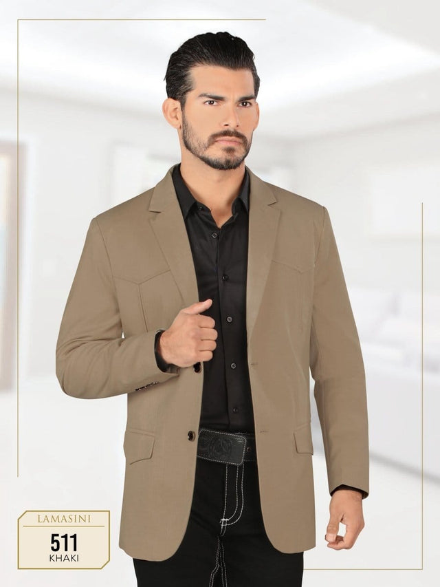 Lamasini Jackets Beige / S Men´s Western Dress Blazer Beige Khaki- Lamasini