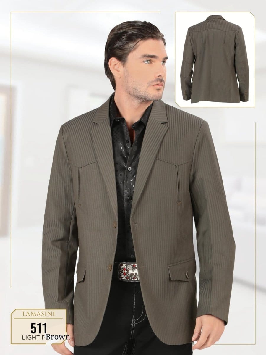 Lamasini Jackets Brown / S Men´s Western Dress Blazer Light Brown - Lamasini